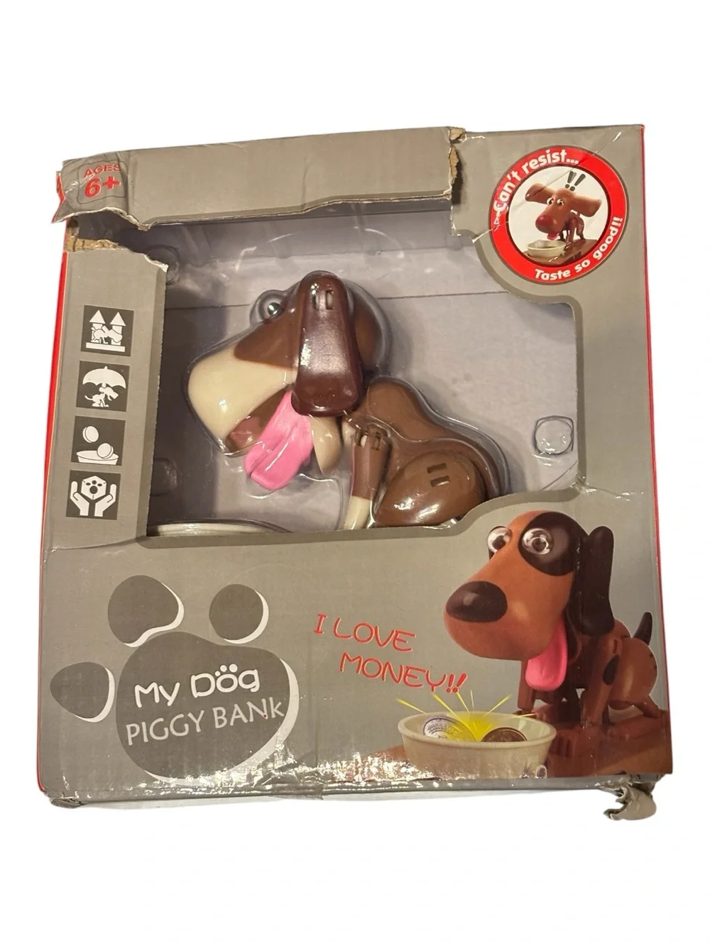 My Dog Piggy Bank Brown Dog Coin Bank -Robotic toy munching dog bank NIB